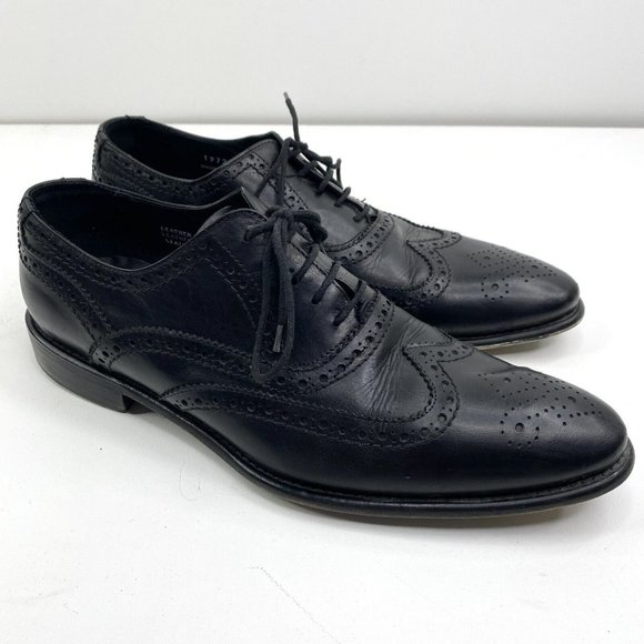CALZOLERIA TOSCANA Mens 42.5 US 9.5 Black Leather Wingtip Oxford Derby Shoes main image 7